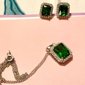Emerald Green Necklace and Post ER set, New